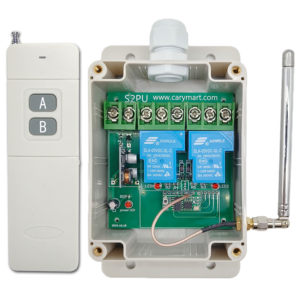 Interrupteur Télécommande Sans Fil Pour Moteur CC 12V-80V - Contrôle Marche/Arrêt/Avant/Arrière, 2 Télécommandes, Portée 50m - Pour Portail, Garage, Volet - 4
