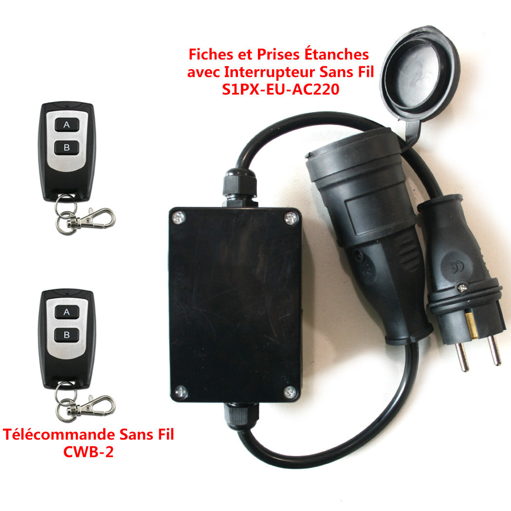 Prise Télécommande Sans Fil 433 MHz HYHIOTS - Interrupteur Émetteur Énergie Cinétique + Récepteur - Sans Pile, Étanche IP44, 2200W