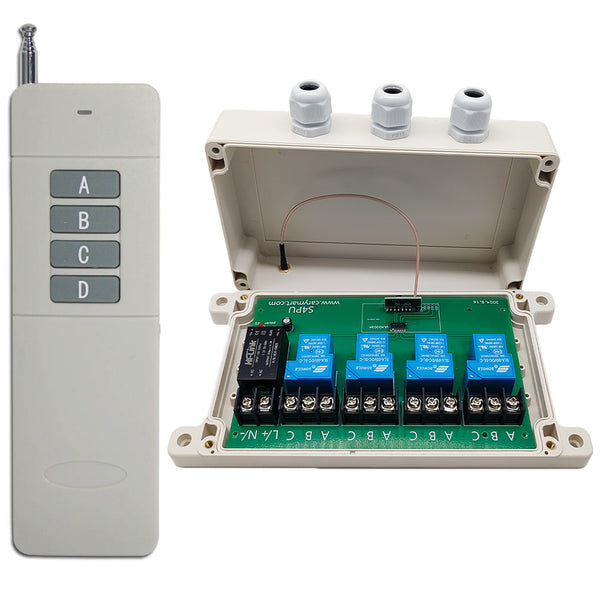 4 Voies 230V 30A Kit Interrupteur Relais Télécommande Sans Fil 2Km (Modèle: 0020450)