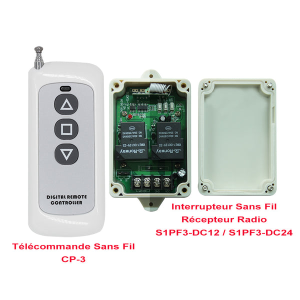 CC 15A Kit Interrupteur Télécommande Sans Fil pour Moteur 12V 24V (Modèle: 0020601)