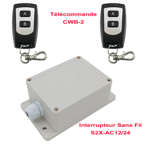 2 Canaux CA 12V 24V Kit Interrupteur Sans Fil avec Télécommande (Modèle: 0020051)