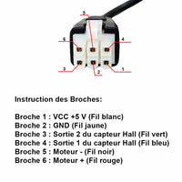 Câble d'alimentation d'extension de 2 m pour vérins électriques avec capteur à effet Hall