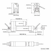 Vérin électrique 12V 24V 36V 48V étanche 3500N 350kg Course 50 mm (Modèle: 0041933)