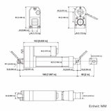 Vérin électrique 12V 24V 36V 48V étanche 3500N 350kg Course 50 mm (Modèle: 0041933)