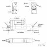 Vérin électrique 12V 24V 36V 48V étanche 3500N 350kg Course 900 mm (Modèle: 0041946)