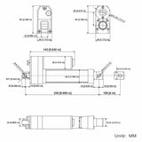 Vérin électrique 12V 24V 36V 48V étanche 3500N 350kg Course 100 mm (Modèle: 0041934)