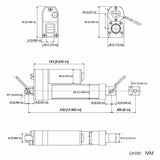 Vérin électrique 12V 24V 36V 48V étanche 3500N 350kg Course 200 mm (Modèle: 0041936)