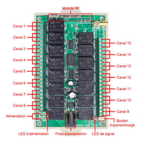 12V 24V 15 Voies Sortie Relais Interrupteur Sans Fil avec Télécommande (Modèle: 0020038)