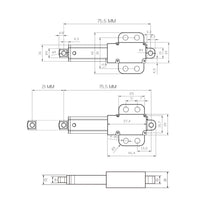 Micro vérin électrique 6V 12V 24V 188N course 21 mm (Modèle: 0041743)