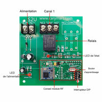 CC Kit Interrupteur Télécommande Sans Fil 1 Voie Sortie Relais 10A (Modèle: 0020685)