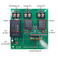 2 Voies Interrupteur Sans Fil 220V 2200 Watt Récepteur Radio (Modèle: 0020397)