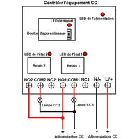 CC étanche interrupteur sans fil sortie relais 2 canaux 10A récepteur (modèle: 0020199)