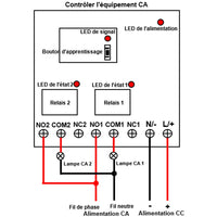 CC étanche interrupteur sans fil sortie relais 2 canaux 10A récepteur (modèle: 0020199)