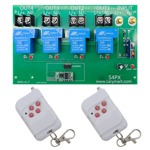 Kit interrupteur télécommande sans fil 4 voies 30A 10~80V CC Sortie (modèle: 0020473)