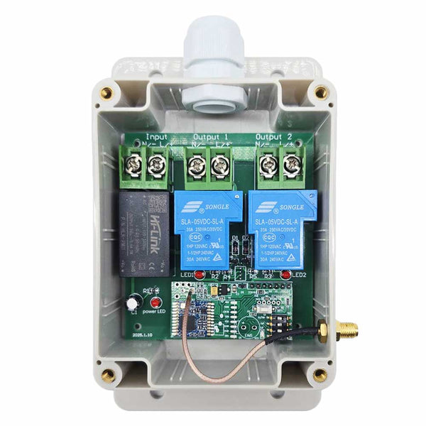 230V interrupteur sans fil étanche récepteur sortie CA à 2 voies 5km (Modèle: 0020135)