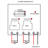 10~80V Interrupteur Sans Fil 30A Récepteur Radio Sortie CC 2 Voies (Modèle: 0020047)