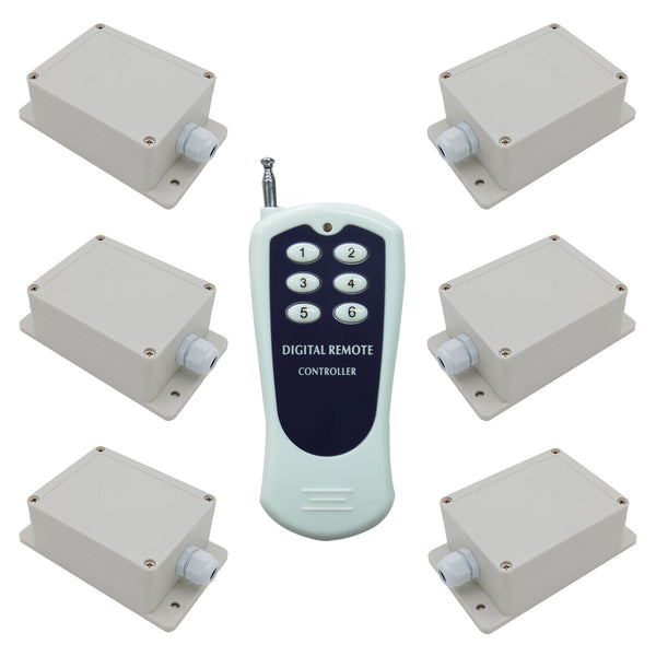 Kit Interrupteur Télécommande Sans Fil avec Un Émetteur et 6 Récepteurs de Sortie 220V (Modèle: 0020458)