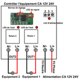 2 Canaux CA 12V 24V Kit Interrupteur Sans Fil avec Télécommande (Modèle: 0020051)