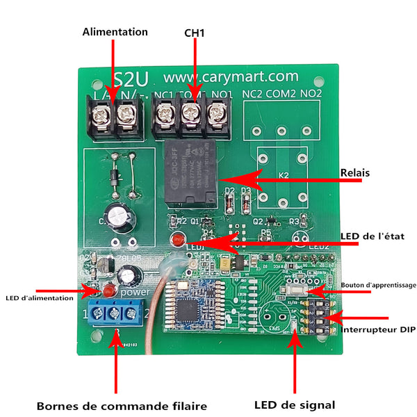 5000M Kit Interrupteur Télécommande Sans Fil avec 12 Sorties Relais Sec