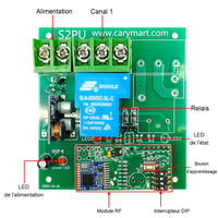 CC 8~80V Interrupteur Sans Fil Récepteur 1 Voie 30A Sortie Relais (Modèle: 0020090)