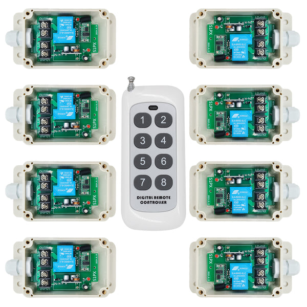 Huit CC 30A Étanche Interrupteur Sans Fil avec 8 Bouton Télécommande