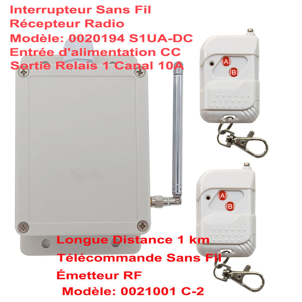 CC Kit Interrupteur Télécommande Sans Fil Sortie Relais 1 Canal 10A (Modèle: 0020194)