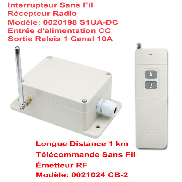 CC Kit Interrupteur Télécommande Sans Fil Sortie Relais 1 Voie 10A (Modèle: 0020198)