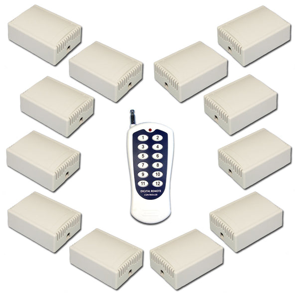 12 CC 12V Interrupteur Sans Fil et 1 Télécommande Radio avec 12 Boutons (Modèle: 0020494)