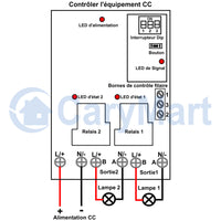 5000 Mètres 30A Interrupteur Sans Fil avec Sortie Alimentation CC 2 Canaux (Modèle: 0020113)