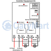 2 Canaux CA 220V Entrée Sortie Interrupteur Sans Fil Pour Lumière (Modèle: 0020135)