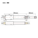 188N 19kg 42 lbs mini vérin électrique télescopique 12V micro actionneur linéaire série H course 30MM