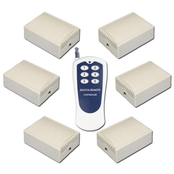 6 CC 12V Interrupteur Sans Fil et 1 Télécommande Radio avec 6 Boutons (Modèle: 0020493)