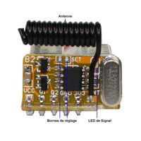 1 Voie Mini CC Kit Interrupteur Télécommande Sans Fil pour Contrôler 4~12V Moteur (Modèle: 0020645)