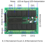 12 Canaux CC 9V 12V 24V Kit Interrupteur Sans Fil avec Télécommande (Modèle: 0020204)