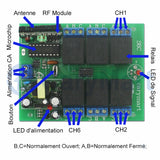 220V 6 Canaux Sortie Relais Kit Interrupteur Sans Fil avec Télécommande (Modèle: 0020452)