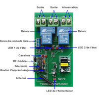 2 Canaux 220V Interrupteur Sans Fil Haute Puissance 30A Récepteur Radio (Modèle: 0020048)