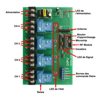 220V 6KW Interrupteur Relais Sans Fil 4 Voies Récepteur Radio (Modèle: 0020449)