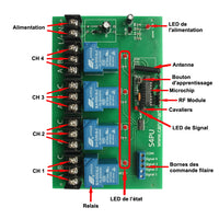 CC 8~80V Interrupteur Sans Fil Sortie Relais 4 Canaux 30A (Modèle: 0020445)