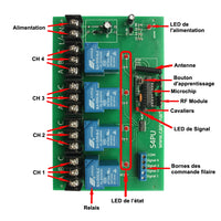 CC 6V 9V 12V 24V 30A Interrupteur Sans Fil avec Sortie Relais 4 Canaux (Modèle: 0020445)