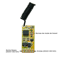 1 Canal CC 4~12V Mini Module Relais Kit Interrupteur Télécommande Sans Fil (Modèle: 0020643)