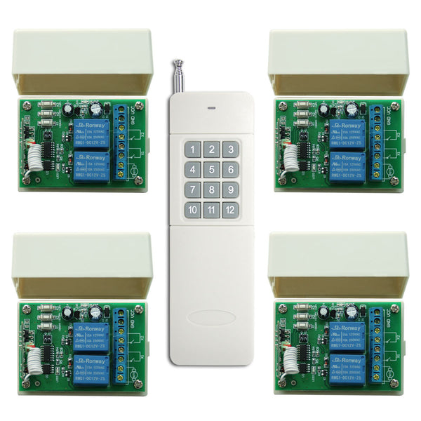 Quatre 12V 24V 10A Moteur CC Interrupteurs Radio et un Télécommande Sans Fil (Modèle: 0020607)