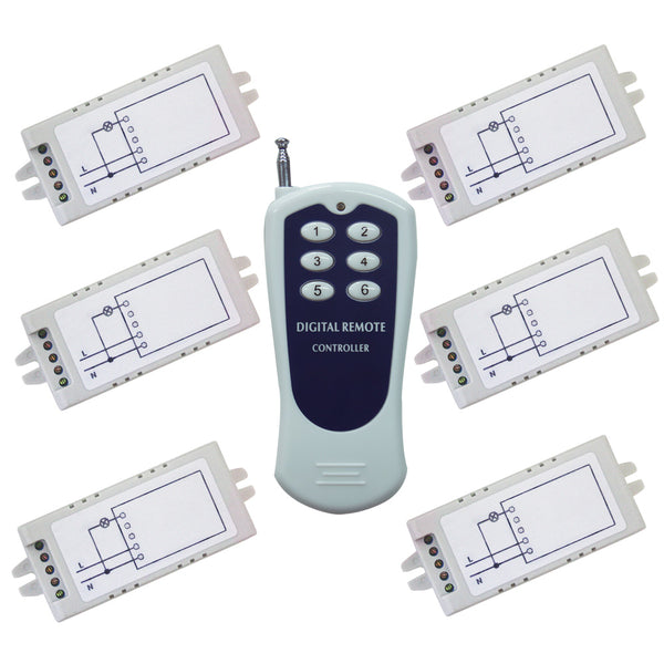 6 Interrupteurs Sans Fil avec 1 Canal CA 220V Entrée Sortie, et 1 émetteur(Télécommande) avec 6 boutons