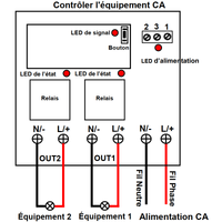 2 Canaux CA 220V 10A Kit Interrupteur Sans Fil Avec Télécommande Mural (Modèle: 0020547)