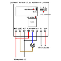 Commande Sans Fil Moteur CC ou Actionneur Linéaire ou Vérin Électrique Par 2 Canaux 12V Interrupteur Télécommande