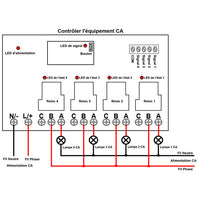 220V 6KW Interrupteur Relais Sans Fil 4 Voies Récepteur Radio (Modèle: 0020449)