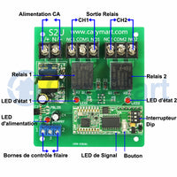 2 Canaux 10A Sortie Relais Récepteur Radio 220V Interrupteur Sans Fil (Modèle: 0020690)
