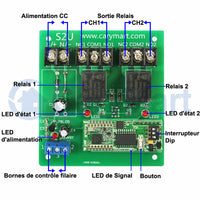 Récepteur Radio CC Interrupteur Sans Fil avec Sortie Relais 2 Canaux 10A (Modèle: 0020686)