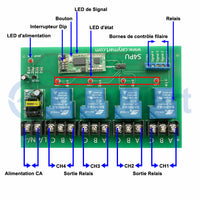 4 Canaux 220V 30A Sortie Relais Interrupteur Sans Fil ou Récepteur Radio (Modèle: 0020109)