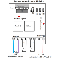 4 Canaux 12V 24V 10A Kit Interrupteur Télécommande Sans Fil Pour Actionneur Linéaire (Modèle: 0020607)