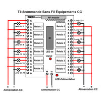 433MHz CC 9V 12V 24V Kit Interrupteur Sans Fil avec 12 Télécommandes (Modèle: 0020192)